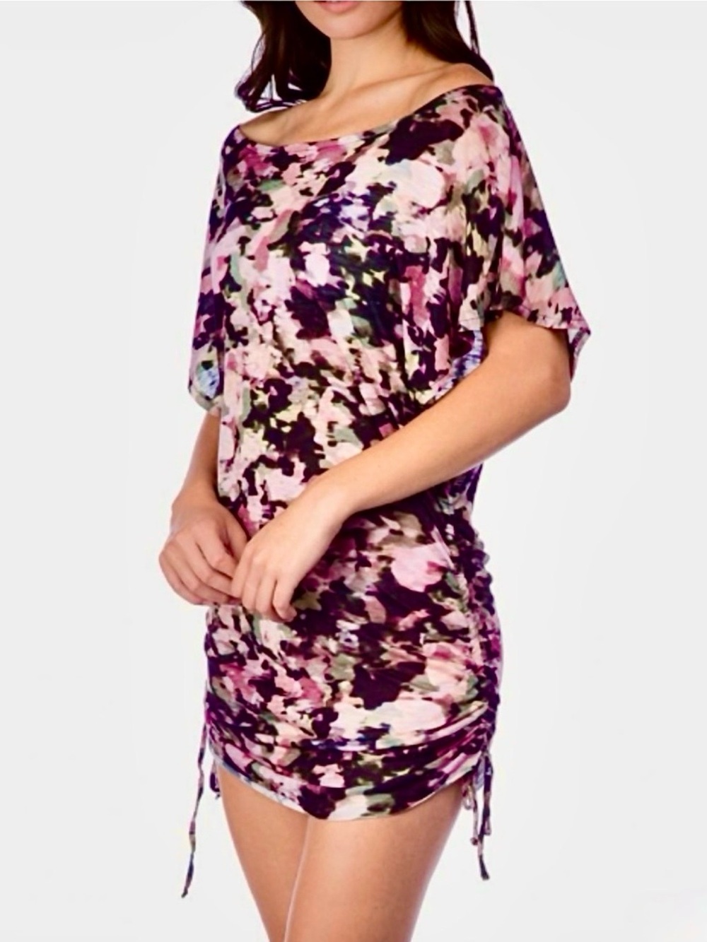 Lucky Brand Women’s Pink & Brown Camo Print Swim Cover Up Dress Size M EUC